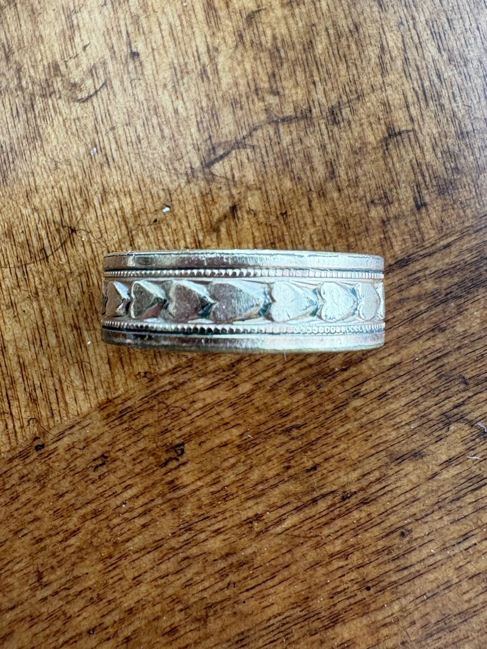 Vintage 14K yellow gold tone R.G.P. Heart Wedding eternity Band Ring 6 3/4 6.75 - Picture 14 of 16